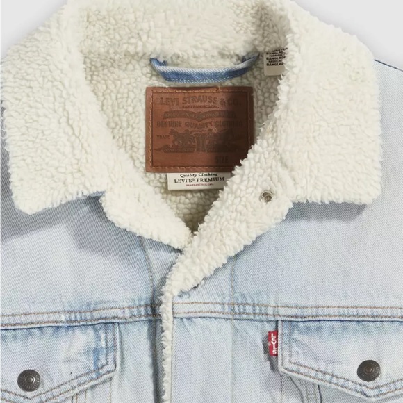 Levi's Premium Men's Light Blue Sherpa Denim Jacket! Large, NWT! - Picture 3 of 5